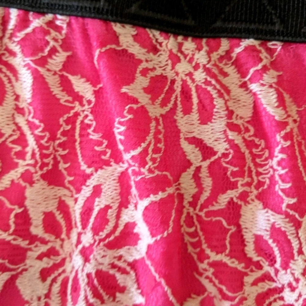 Medium Lularoe Lucy Skirt Hot Pink cream lace!